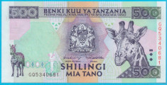 Tanzania 500 Shillings &amp;quot;Girafa si Zebra&amp;quot; 1997 UNC, seria GQ5340681 foto