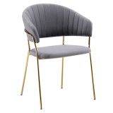 Cumpara ieftin Scaun dining catifea gri metal auriu Dasmin 58x53x81,5 cm