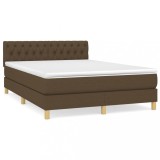 Cumpara ieftin Pat continental cu saltea, maro inchis, 140x200 cm, textil