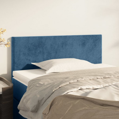 vidaXL Tăblie de pat, albastru &amp;icirc;nchis, 100x5x78/88 cm, catifea foto
