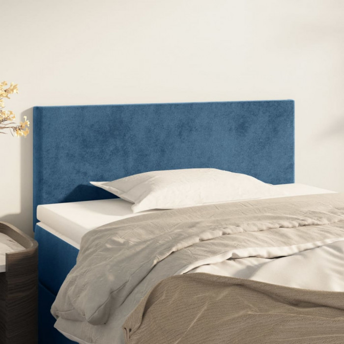 vidaXL Tăblie de pat, albastru &icirc;nchis, 100x5x78/88 cm, catifea