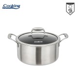 Semioala cu Capac 20x10 cm 2.8L Heinner Titanium3 Otel Inoxidabil Aluminiu Ceramica Antiaderenta Baza Inductie