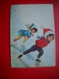HOPCT 9122 COPII LA PATINAJ -FELICITARE CRACIUN/ ANUL NOU LILIPUT -1 FILA -CIRCULATA