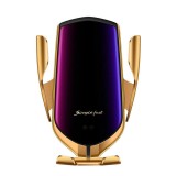 Cumpara ieftin Suport auto cu incarcare rapida wireless IdeallStore&reg;, VrumVrum Friend, plastic, universal, senzor infrarosu, 13 cm, auriu