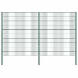 Panou de gard cu stalpi din fier, verde, 349x200 cm