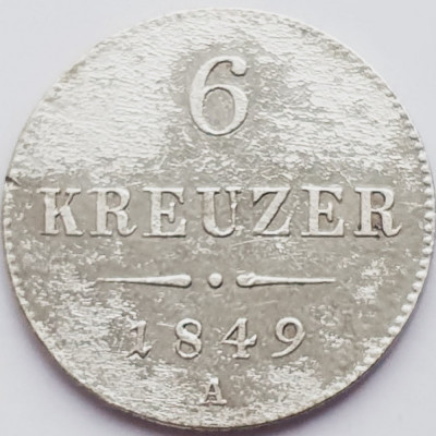 735 Austria 6 kreuzer 1849 Franz Joseph I - A - km 2200 argint foto