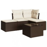 Cumpara ieftin Set canapele de gradina cu perne, 5 piese, maro, poliratan