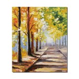 Tablou pictat manual, Peisaj din natura, alee in parc, 60x50cm ulei pe panza, Magistral