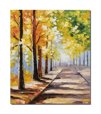 Tablou pictat manual, Peisaj din natura, alee in parc, 60x50cm ulei pe panza, Magistral foto