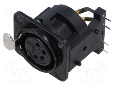 Conector XLR soclu mamă 4 pini unghi 90&amp;deg; NEUTRIK cu buton THT 6A foto