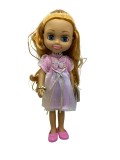 Papusa MayMay Girls 34 cm cu par blond si rochita eleganta roz material plastic cauciucat