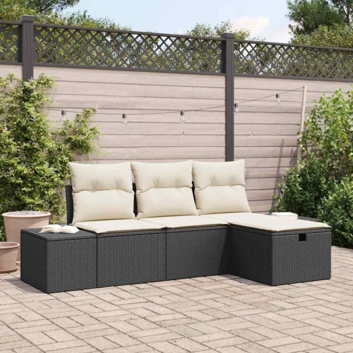 vidaXL Set de canapele pentru grădină 4 pcs Negru 55 x 62 x 69 cm 3360678