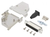 Conector D-Sub 25 pini mamă cu unghi 45&deg; și terminal cu șurub pe cablu