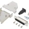 Conector D-Sub 25 pini mamă cu unghi 45&deg; și terminal cu șurub pe cablu
