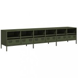Cumpara ieftin Dulap TV, verde masliniu, 202x39x43,5 cm, otel laminat la rece