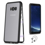 Husa Samsung Galaxy S8 Plus Magnetica,spate din sticla securizata+folie privacy, Transparent