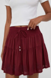 Pepe Jeans fusta culoarea bordo, mini, evazati