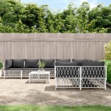 vidaXL Set mobilier gradina alb 9 piese otel modular confortabil canapea si masa