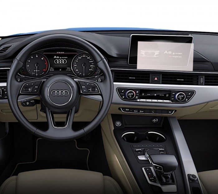 Folie Protectie Navigatie Audi A5 Sportback 2016-2019, Duragon, protectie Display Navigatie, silicon Transparent, Anti-zgarieturi, kit instalare