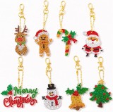 Set de 8 brelocuri cu diamante DIY de Craciun TSLBW, metal/rasina, multicolor