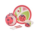 Cumpara ieftin Set de masa pentru copii, 5 piese, fibra de bambus, multicolor