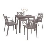 Set mobilier de gradina Leziter Donato 4+1, cappuccino, 4 scaune si masa
