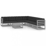 vidaXL Set mobilier grădină cu perne, 8 piese, lemn masiv de pin 3076881