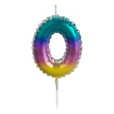 Lum&acirc;nare Aniversară, Kepi, Număr 0, Multicolor, Metalizată, Parafină, Oem