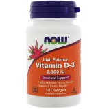 Vitamina D3, NOW Foods, Absorbtie Rapida, Intareste Sistemul Imunitar si Osos, 125mcg / 2.000 IU / p