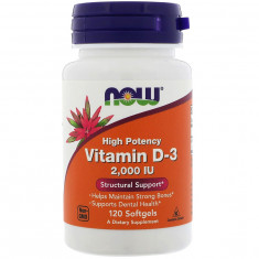 Vitamina D3, NOW Foods, Absorbtie Rapida, Intareste Sistemul Imunitar si Osos, 125mcg / 2.000 IU / p