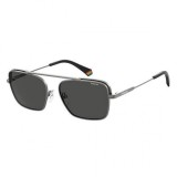Ochelari de soare Polaroid pentru bărbați cu ramă metalică gri și lentile polarizate negre PLD6131/S R80/M9
