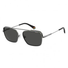 Ochelari de soare Polaroid pentru bărbați cu ramă metalică gri și lentile polarizate negre PLD6131/S R80/M9