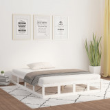 Cadru de pat, alb, 200x200 cm, lemn masiv, vidaXL