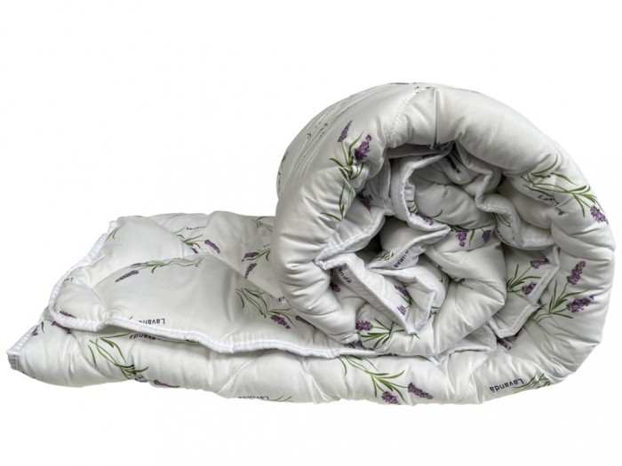 Pilota matlasata antialergica iarna lavanda LavenderDream Coneltex, dimensiuni 200x210 cm, dreptunghiulara, culoare alba, umplutura fibra siliconizata