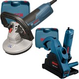 Bosch GBR 15 CA + GNF 35 CA - Slefuitor pentru beton 1500 W 125 mm valiza plastic + Freza pentru caneluri beton 1400 W 150 mm valiza plastic