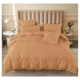 Cumpara ieftin Lenjerie de pat dublu Bumbac Finet 6 Piese cu Elastic, Bej Mustar- SIPRT188