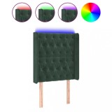 Cumpara ieftin Tablie de pat cu LED, verde inchis, 83x16x118/128 cm, catifea