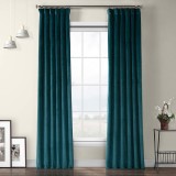 Draperie din catifea cu rejansa din bumbac tip fagure, Madison, 200x250 cm, densitate 700 g/ml, Turcoaz, 1 buc