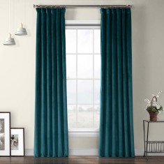 Draperie din catifea cu rejansa din bumbac tip fagure, Madison, 150x270 cm, densitate 700 g/ml, Turcoaz, 1 buc