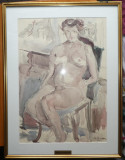 Acuarela inramata ; Nud , de Minica Borsaru, Impresionism