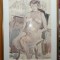 Acuarela inramata ; Nud , de Minica Borsaru