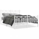 Cumpara ieftin Cadru de pat metalic cu tablie, alb, 140x200 cm