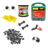Kit complet gard electric 12/220V, 6,5 Joule lungime sarma 1000m, 100 izolatori si placute avertizare Britmann
