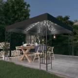 VidaXL Pavilion cu șir de lumini LED, antracit, 3x3 m