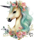 Sticker decorativ, Unicorn, Turcoaz, 70 cm, 1287STK