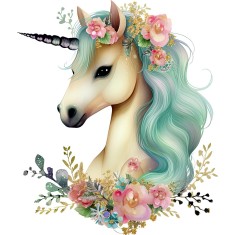 Sticker decorativ, Unicorn, Turcoaz, 70 cm, 1287STK