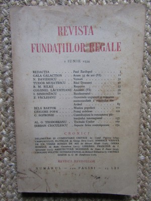 Revista Fundatiilor Regale Anul I IUNIE 1934 Nr. 6 foto