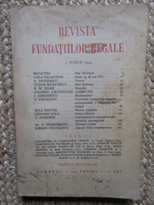 Revista Fundatiilor Regale Anul I IUNIE 1934 Nr. 6