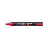 Marker universal UNI PC-5M Posca, 1.8-2.5 mm, rosu fluorescent