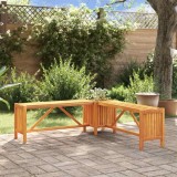 Banca de gradina de colt cu jardiniera vidaXL, 117x117x40 cm, lemn masiv acacia, maro